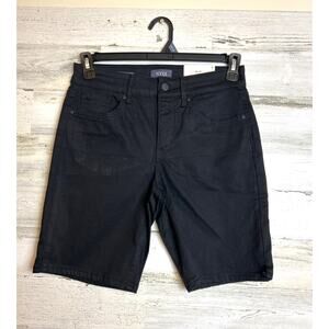 NYDJ Women’s 6 Black Ella Chino Jean Shorts Roll Cuff Denim zip NWT cotton